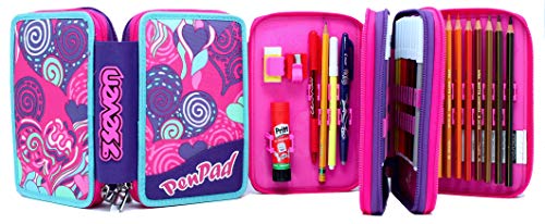 Astuccio 3 zip Pen Pad Viola Fantasy Seven