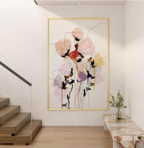 Peinture extrêmement minimaliste fleurs abstraites salon zen - 3