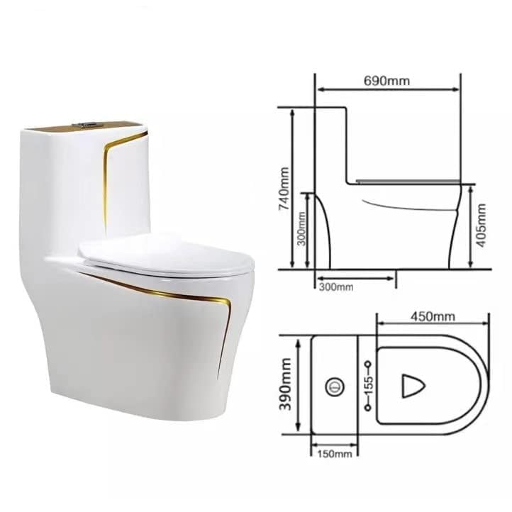 Image of B Backline Ceramic Comode Toilet /Siphonic Western Toilet With 10L In-Built Tank | Commode Soft Closing Toilet Seat - 12 inch Inch S Trap Outlet Is From Floor (White Gold Glossy) (7 Years Color Warranty)