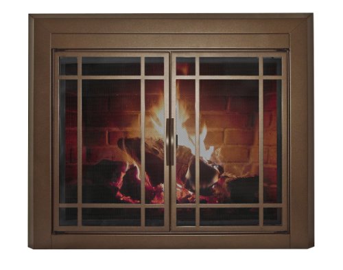 Pleasant Hearth EN-5501 Pleasant Hearth Enfield Glass Firescreen, Medium, Burnished Bronze