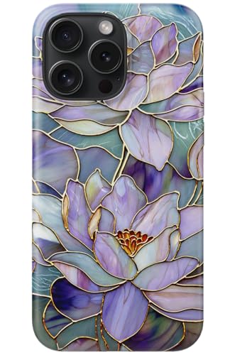 Image of Goodon for iPhone 16 Pro Max Case Cute - Wireless Charging Compatible - Dual-Layer Hard Shell + Silicone Cover - Protective Phone Case with Trendy Designs for Women - Abstract Lotus