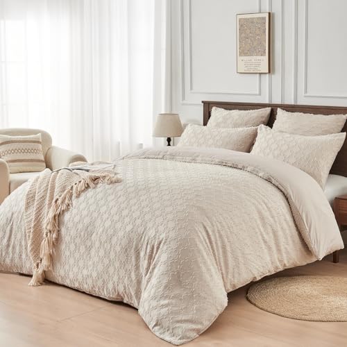 YASMENG Boho Bettwäsche 135x200 Beige Getuftet Geometrisch Modern...