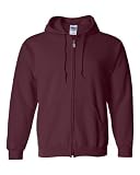Gildan Sudadera con capucha y cremallera, estilo G18600, Granate, Medium