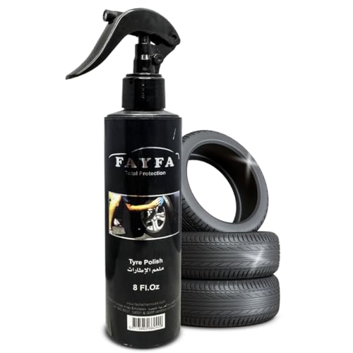 Fayfa Tire Polish Spray 8 fl oz - Ultra Black Wet Tire Shine with Long-Lasting High Gloss Finish