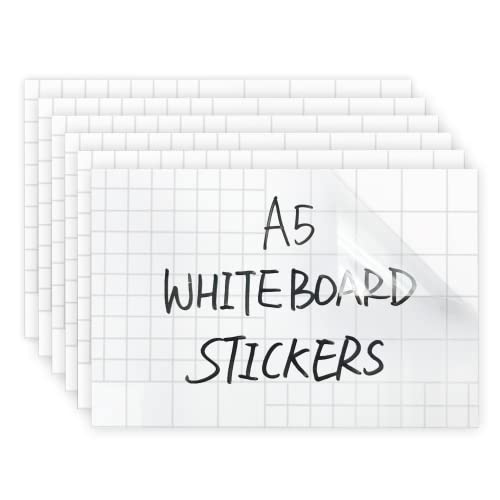 Clear Dry Erase Board Paper-Whiteboard for Fridge-Clear Contact Paper Sheets for Wall-Adhesive Dry Erase Board Sticker for Desk/Refrigerator/Office/Classroom/Wallpaper(5.82''X8.27''X6 Pcs)