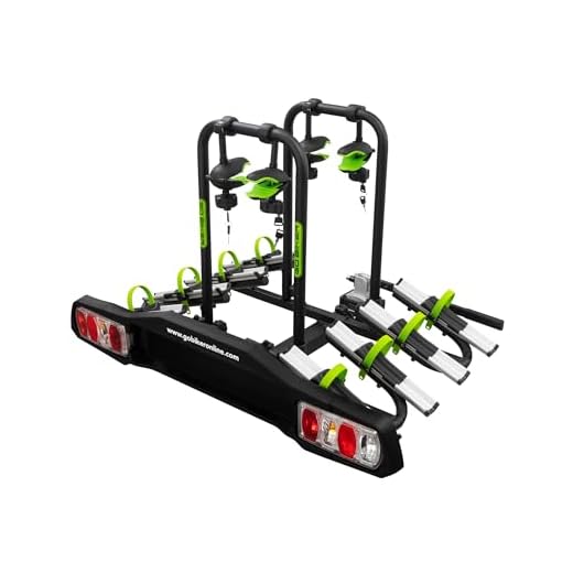 GO BIKER Zenith 4 Portabicicletas para 4 Bicicletas - Basculante - Antirrobo - Fácil Instalación - Transporte Seguro y Cómodo - Soporta 15kg por Carril