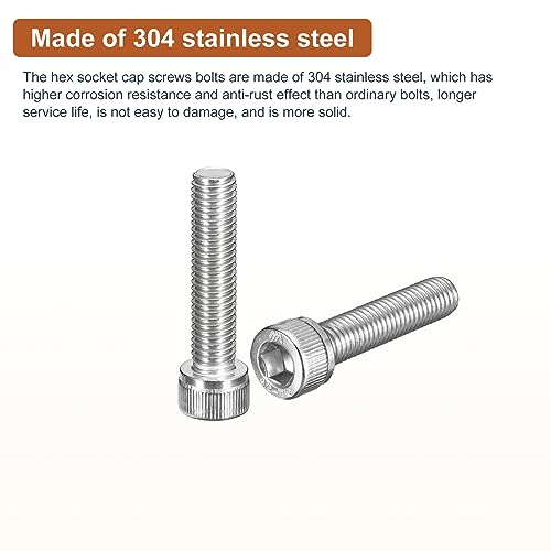 DTGN M10x45mm Socket Head Cap Screws Bolts, 5Pcs 304 Stainless Steel 18-8, Metric Machine Hex Socket Screw, Hex Drive - Image 3