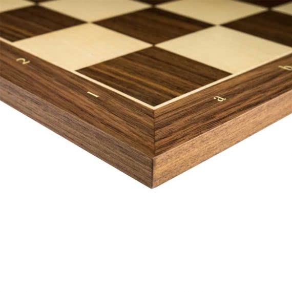 Tablero de ajedrez Nogal Rechapados Ferrer - con notación, Tamaño 4+, Ideal para Aficionados y Clubes, Tablero de ajedrez para niños y Adultos, Tablero de ajedrez, Juego de Ajedrez de Mader