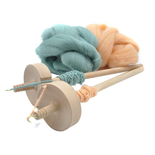 image for Finetoknow Drop Spindle Top Whorl Yarn Spin Hand Carved Wooden Tool fo