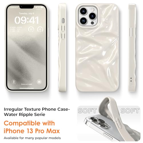 ZCDAYE Glossy Water Ripple Case for iPhone 13 Pro Max, White - image 2