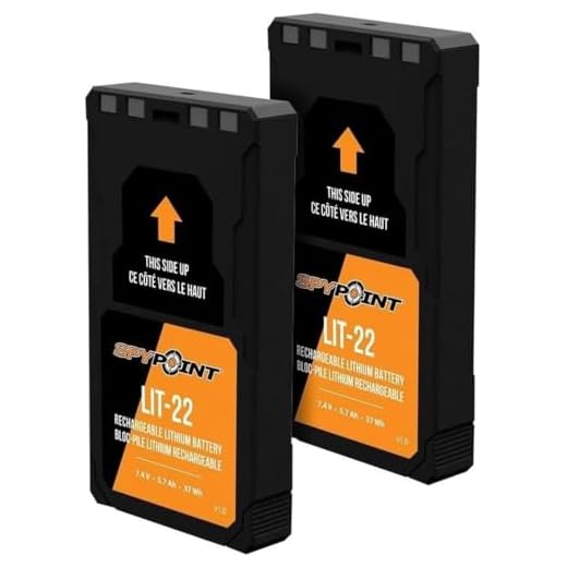 SPYPOINT LIT-22 Rechargeable Lithium Battery Pack (7.4V, 5.4Ah) for Cellular Trail Cameras, Compatible with Flex Series (M, Dark, S-Dark, S, G36, Flex-Plus), Includes AC Charging Cable (Pack of 2)