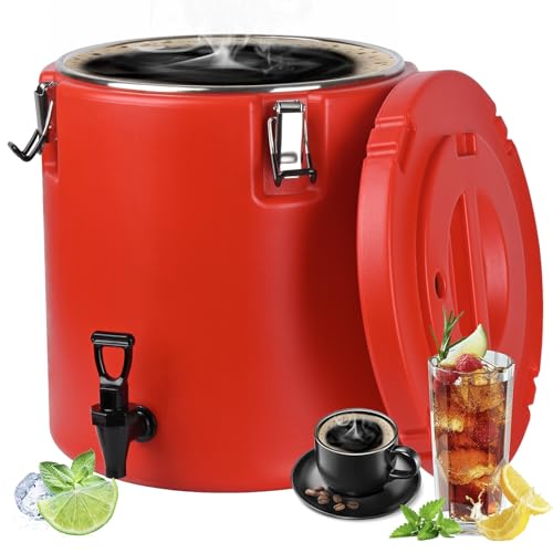 Carivia 8 Gal Insulated Beverage Dispenser, Commercial Cold & Hot Drink Dispenser with 304 Stainless Steel Interior and Spout, Portable Water Jug for Camping, Party, Commercial Catering by Carivia - Used condition - US$84.83
