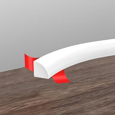 Flexible Quarter Round Molding Trim, Self Adhesive Wall Trim Mini Peel and Stick Rubber Trim Molding for Floor, Bathroom, Kitchen, Countertop, 59" L x 0.5" W x 0.5" H (White, 59Inch)