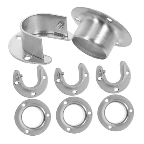 KESYOO 4 セットステンレス製ワードローブブラケット 耐久性重視のフランジ型クローゼットロッドホルダー シャワーポール兼用 多環境対応の管