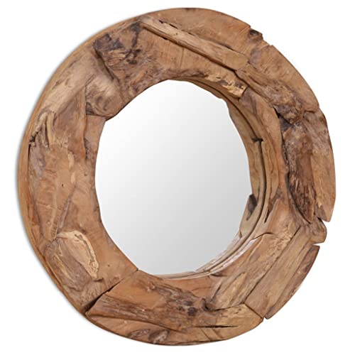 Yuhi-Hqyd Decorative Mirror,Round Shape Mirror,Wall Mirror,Vintage Mirror,Art Mirror,Decorative Mirror,Vanity Mirror,For Bathroom, Bedroom, Entryway,Handmade,With A Hanging Hook, Teak 23.6" Round #TOP1