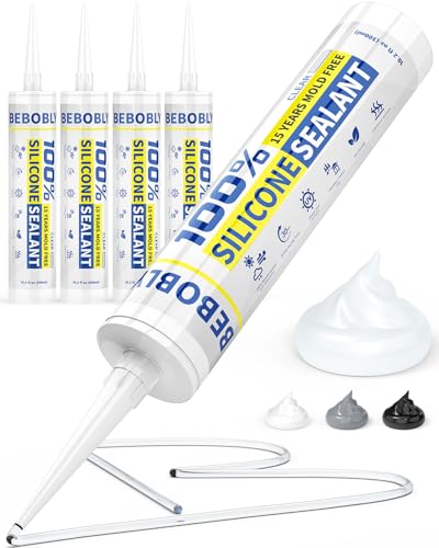 Silicone Caulk & Sealant Clear, 100% Waterproof Silicone Sea...