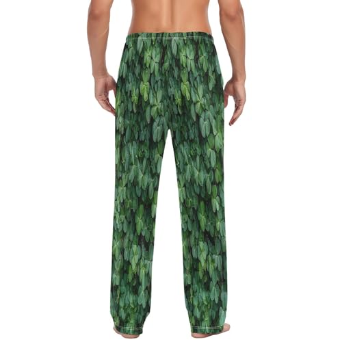 ALAZA Men's Green Shamrock Natural Background Sleep Pajama Pant2