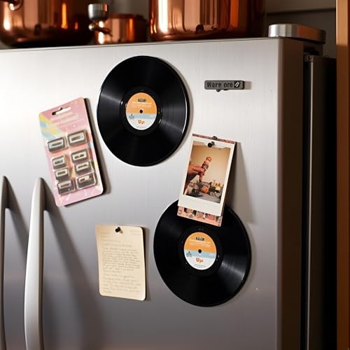 4 imanes decorativos de vinilo con diseño de disco musical miniatura 4