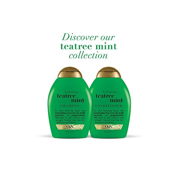 OGX-Hydrating-Tea-Tree-Mint-Conditioner-Nourishing-Invigorating-Scalp-Conditioner-with-Tea-Tree-Peppermint-Oil-Milk-Proteins-Paraben-Free-Sulfate-Free-Surfactants-13-fl-oz OGX Hydrating + Tea Tree Mint Conditioner, Nourishing & Invigorating Scalp Conditioner with Tea Tree & Peppermint Oil & Milk Proteins, Paraben-Free, Sulfate-Free Surfactants, 13 fl oz