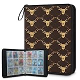 Kuquteed Deer Antlers Trading Card Binder 9 Pocket 900 Cards Holder Collector Album with 50 Removable Sleeves Toys Gifts for Boys Girls Animal Pattern Game Sports Cards