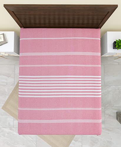 Image of 210 TC Cotton Bedsheet | Handmade Double Bedsheet | Handloom Bedsheets | Without Pillow Cover | Double Bedsheet for Summer (90X100 Inches, 7.5 x 8.3 Feet (Cavern Pink)