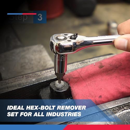 NEIKO 04204A Hex-Head Multispline Screw and Bolt Extractor Set, Easy-Out Screw Extraction, Broken Bolt Remover, Stripped Fastener Tool, 1/8 Inch to 7/8 Inch in 1/32-Inch Increments, CrMo, 25 Pieces by NEIKO - Image 5