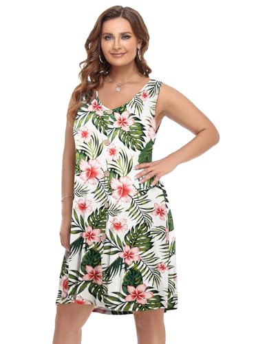 Image of BELAROI Summer Dresses for Women Beach Tshirt Sundress V Neck Casual Swing Tank Dress Swimsuit Cover Ups Pockets