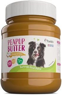 Coconut Peanut Butter for Dogs - 350g With Coconut & Honey 100% Natural Pure Protein Dog & Puppy Treat - Pawbits UK Made with No Added Oil, Sugar, Salt, or Xylitol