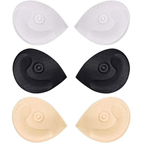 TopBine 3 paia di cuscinetti per reggiseno inserti per reggiseno rimovibili coppe per reggiseno inserti per reggiseno sportivo e top bikini, 3 colori C/D, 90