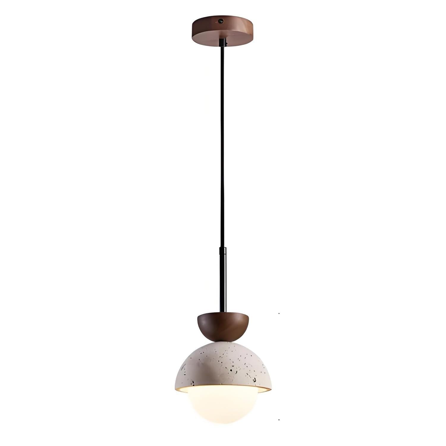 KXEcoLife Japanese Wabi Sabi Style Pendant Light Nordic Yellow Travertine Chandelier Natural Cave Stone Shade Simple Hanging for Bedside Hallway