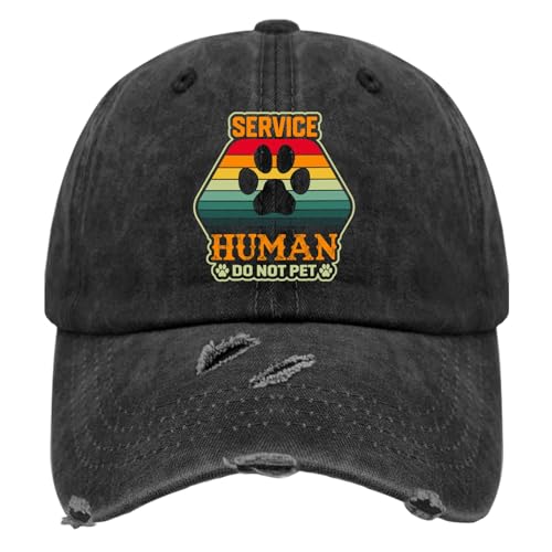 Service Human Do Not Pet Hats for Men Washed Distressed Baseball Caps Soft Washed Workout Hats Breathable