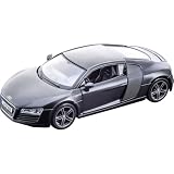 Maisto Audi R8: Originalgetreues Modellauto mit Türen und Kofferraum zum Öffnen,Maßstab 1:24, Fertigmodell, 20 cm, schwarz (531281M)