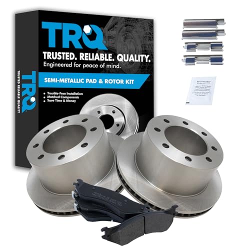 Image of TRQ Rear Brake Pad and Rotor Set Semi Metallic | For 2001-2002 Dodge Ram 2500 2001-2002 Ram 3500