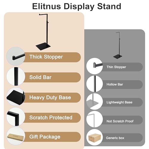 Elitnus Purse Stands for Display - 2 Pack Adjustable Height Metal Jewelry Display Stand - Countertop Keychain Display Holder Stand - Sturdy Necklace Display for Vendors (Black Single Hook) by Elitnus - Image 5