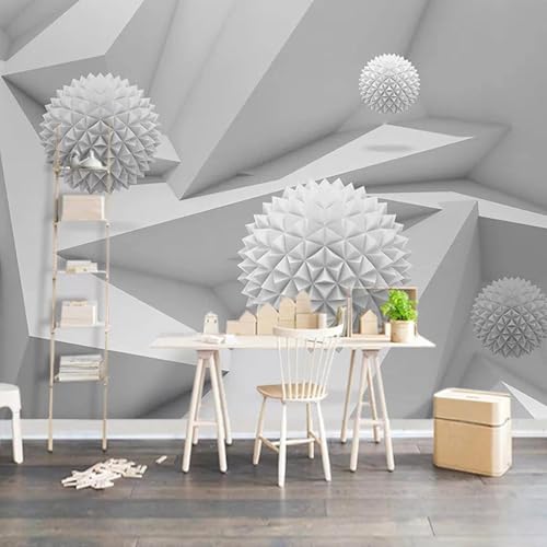 Tzxztt Creativo Blanco Geométrico Arquitectura Esfera Papel Pintado 3D Seda Texturizada Primera Calidad Neutros Material Ideal Para SalóN Dormitorio-200cm×140cm