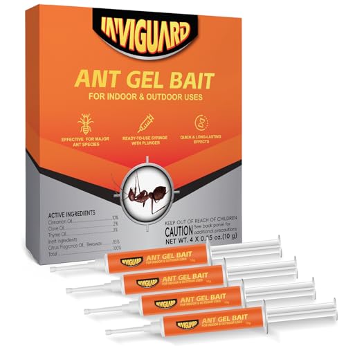 Ant Gel Bait, 4Tubes x 10-Grams, Indoor and Outdoor Use, Killer Gel for Control of Most Major Ant Species, Ready-to-Use Ant Traps for Home & Outdoor