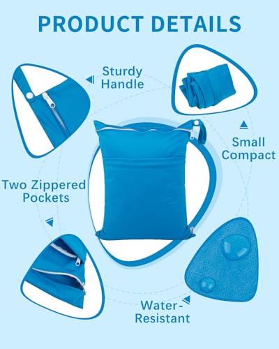 babygoal Wet Dry Bags 3 Pack for Baby Cloth Diapers, Washable Travel Bags, Beach, Pool, Gym Bag for Swimsuits & Wet Clothes with 2 Pockets 3LN10 - Image 3