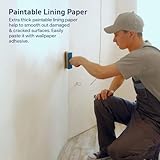 Besto Lining Paper for Walls Paintable Lining Paper 10mx53cm Thick Backing Paper Wallpaper Plain White Suitable for Covering Small Cracks and Imperfections 800 Grade - Image 6