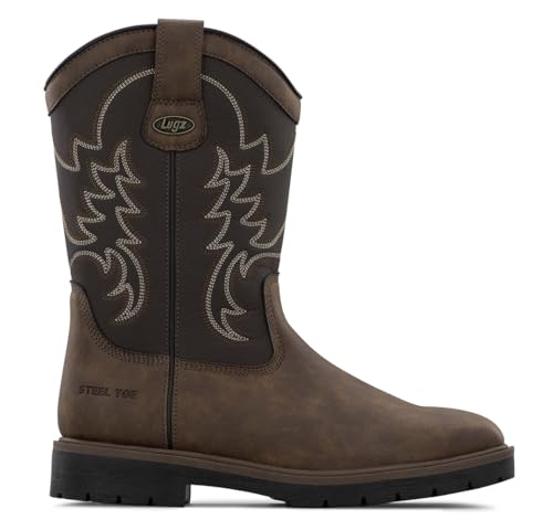 Lugz Men's Cowboss Steel Toe Boot, Dark Brown/Coffee/Black, 11 M by Lugz - Used condition - Image 2