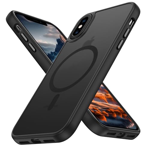 ROUMAYMAY for iPhone Xs MAX Case, Magnetic Case [Compatible with MagSafe] Military Grade Protective Slim Translucent Matte Skin Smooth Phone Case for iPhone Xs MAX Cover, Black