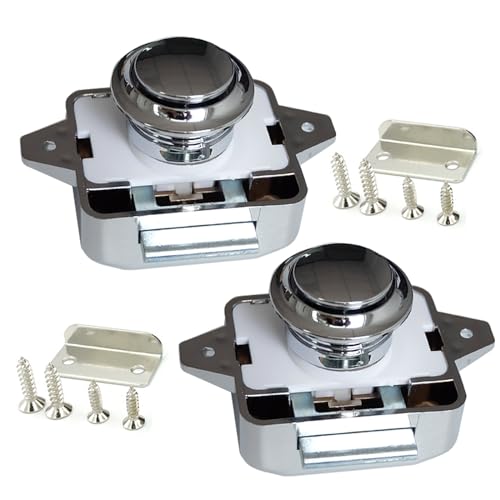 Vastsea 2 Pezzi Caravan Push Lock, Pulsante Per Serratura Armadio, Senza Chiave Chiusura Della Porta a Pulsante con Viti, per Camper, Caravan,Furgone, Yacht, Cabinet Door
