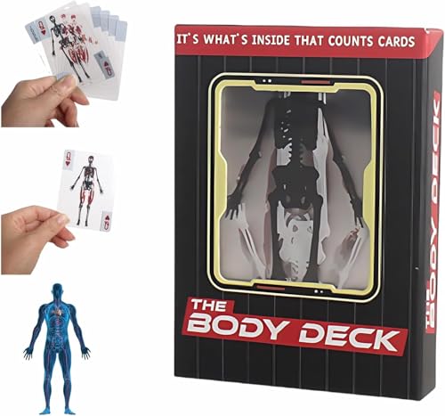 The Body Deck Playing Cards 3D Transparent Human Anatomy Design Educational Card Game Waterproof Cards with Skeleton Illustrations