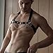 Sekexi Men's Sexy PU Leather Metal Chain Chest Harness Punk See Through Body Harness Gay Harness SM Cosplay Halloween Accessories (Black, One size)