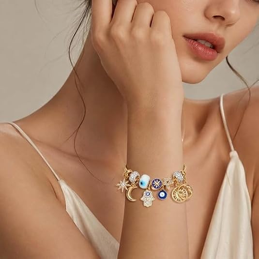 Celestial Sun Moon Charm Bracelet for Women, Sun and Moon Bracelet