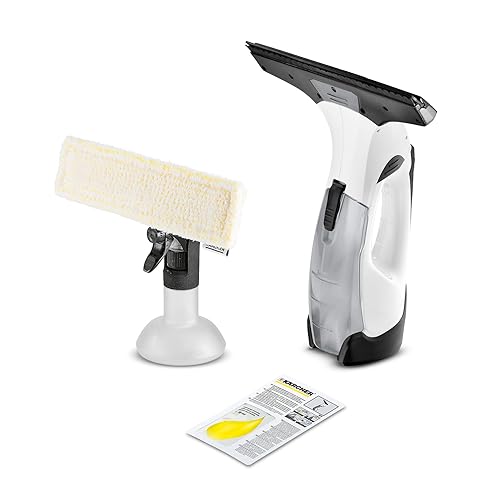 Kärcher Window Vac WV 5 Plus, tiempo de funcionamiento de la batería: 35 min, batería extraíble, pantalla LED para el estado de la batería, boquilla de succión: 280 mm, botella de spray con paño de