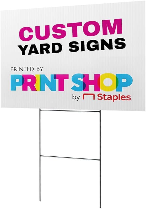 Staples Custom Yard Sign - Corrugated Plastic Sign with H-Stake - 24W" x 18L" Personalized Outdoor Sign for Events, Promotions, and Real Estate (Wood)