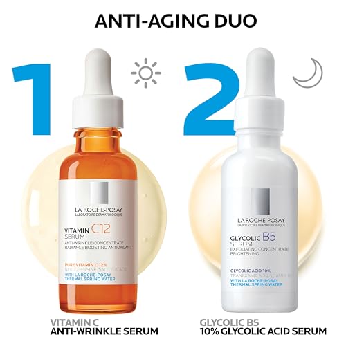 Image of La Roche-Posay Pure 12% Vitamin C Serum For Face With Hyaluronic Acid & Salicylic Acid, Hydrating Face Serum, Boost Radiance & Reduce Wrinkles, 2 Formulas for Normal or Oily Skin Control