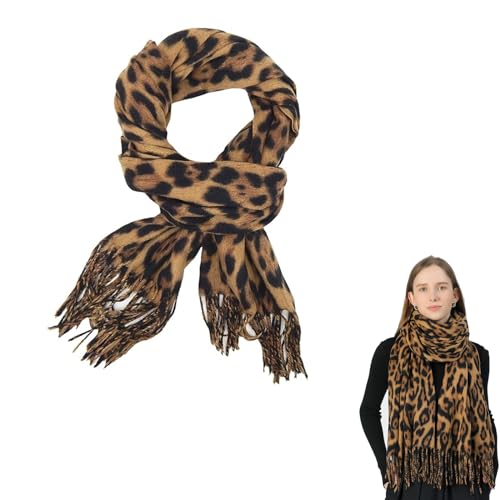 Gfamous Damen Schal mit Leopard Muster,Helbst Leo Schals für Frauen,Damen Chiffon-Schal mit Leopardenmuster,schal für alle Jahreszeiten,Breite 70 cm - Länge 180 cm,Leopardenmuster