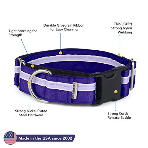 If It Barks - 1.5" Martingale Collar For Dogs - Quick Snap Release Buckle - Adjustable - Nylon - Strong And Comfy - Ideal For Training - Made In Usa - Medium, Grape Crush #TOP1