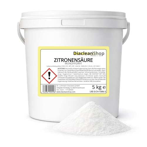 Zitronensäure Pulver 5kg | Lebensmittelqualität E330 | Ideal für Küche (Kochen, Backen) & Haushalt (Entkalker & Reiniger)